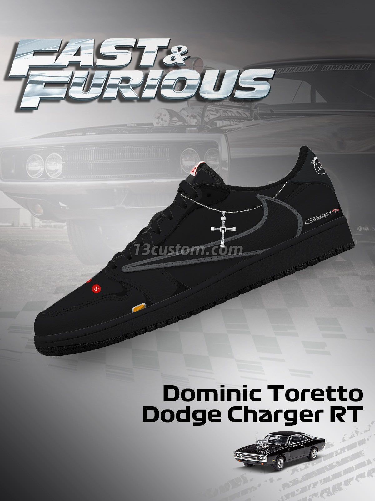 倒鉤TS Dominic Toretto Charger RT客製化 倒鉤低幫 運動鞋-V1款
