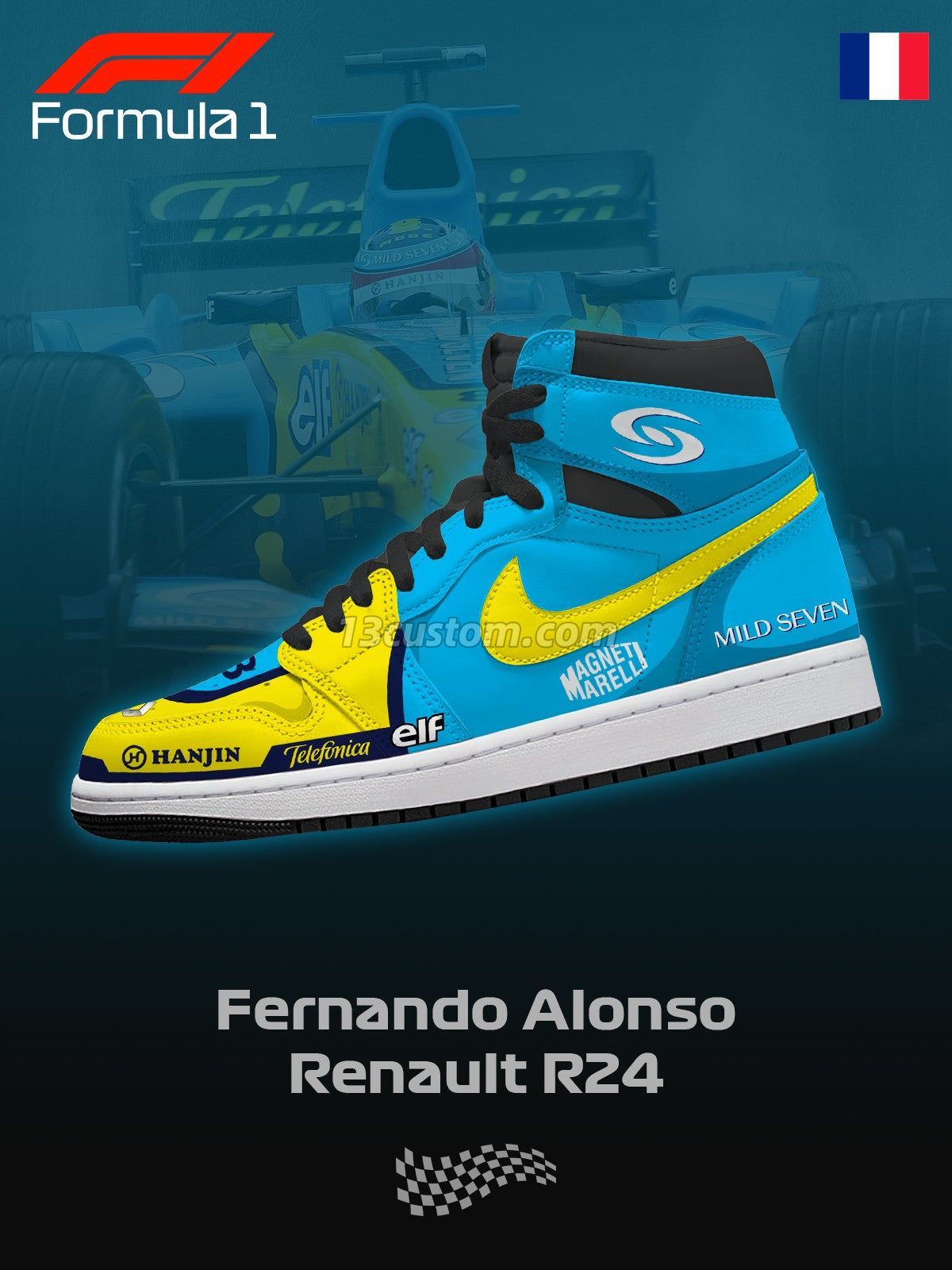 AJ1 H Renault R24客製化 高幫-頂級 運動鞋-V1款