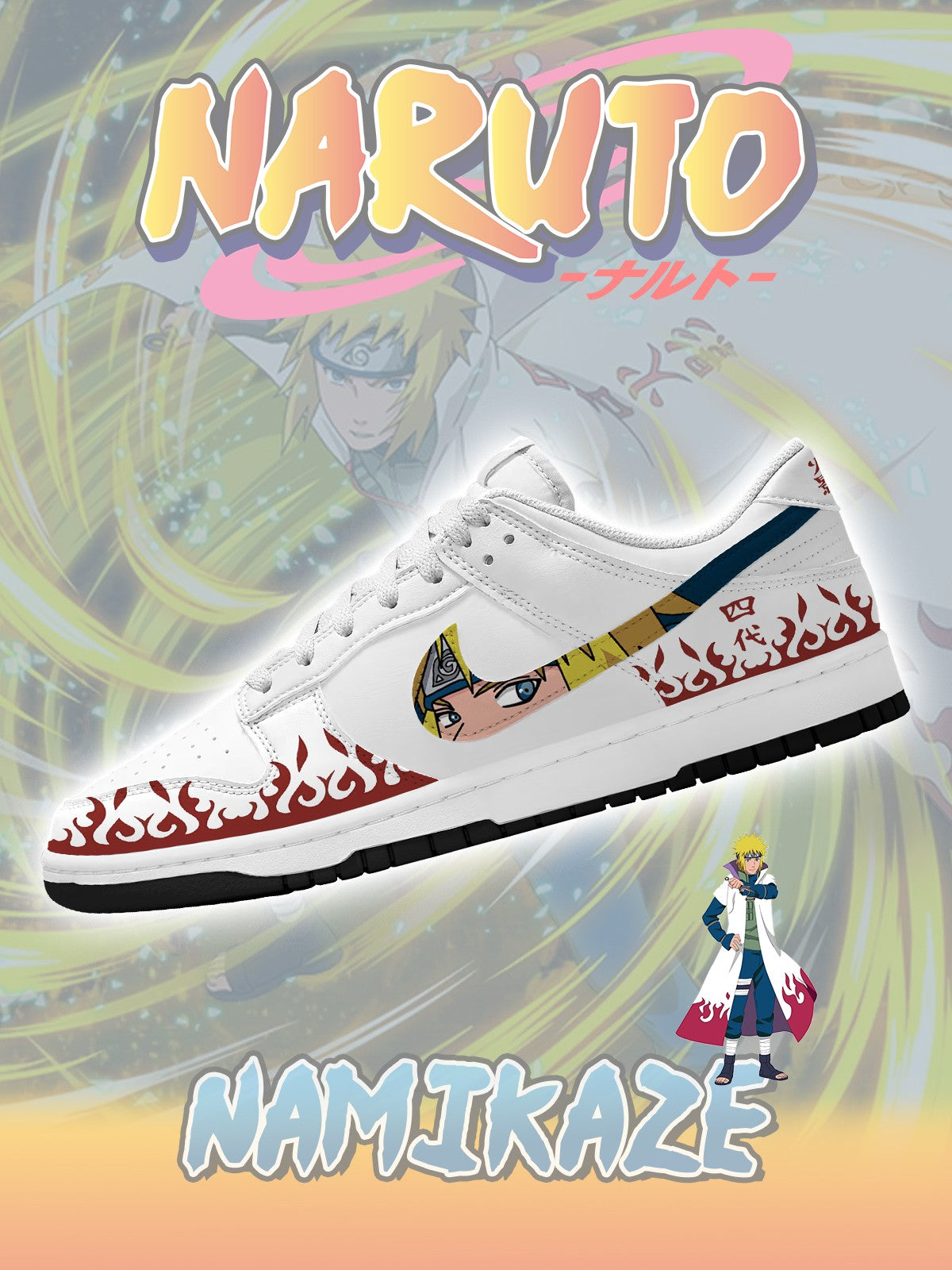 Minato Namikaze V.2 Custom Court-Low Sneakers - 13custom