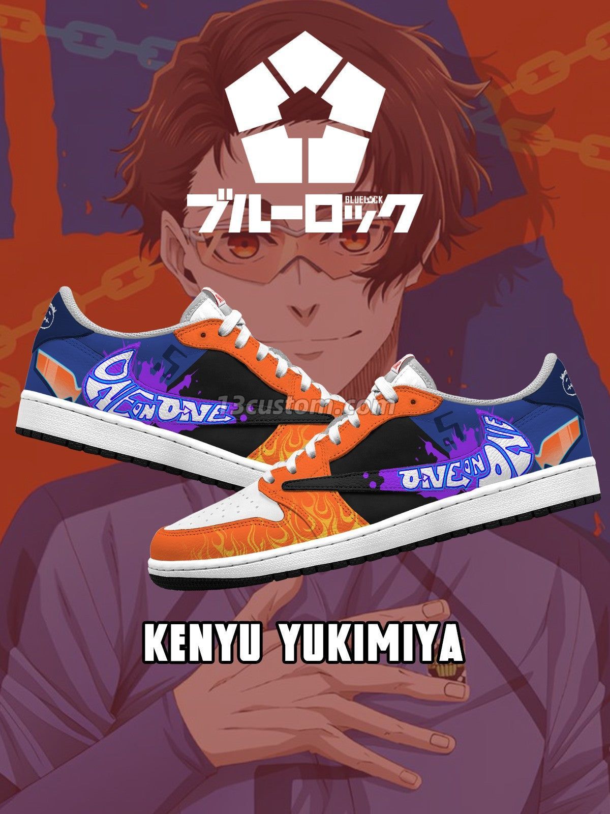Zapatillas deportivas de caña baja con diseño personalizado de TS con el logotipo de Nike invertido, Kenyu Yukimiya - modelo V6 Imagen principal del producto