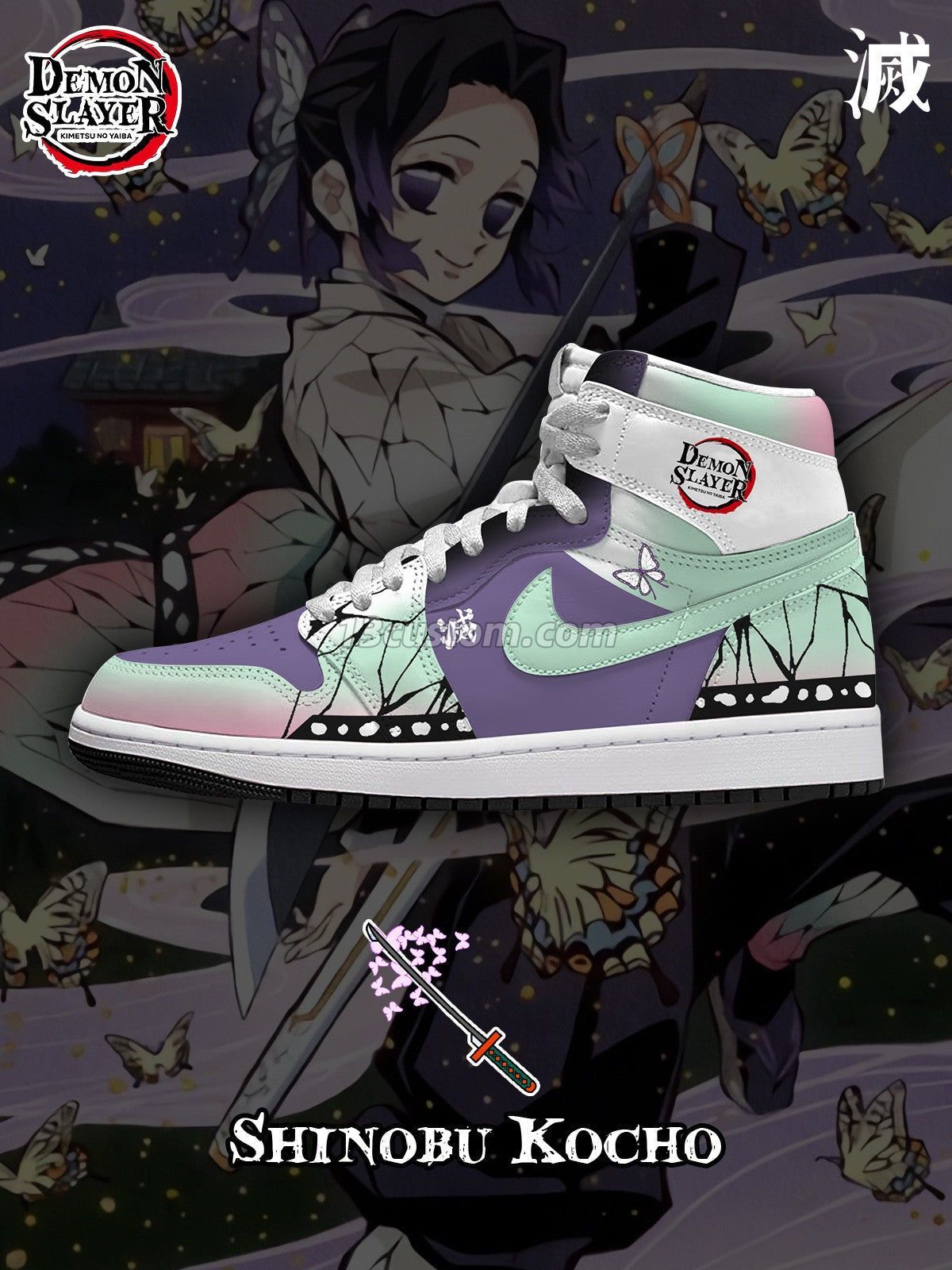 AJ1 H 胡蝶忍客製化 高幫-頂級 運動鞋-V1款 主圖