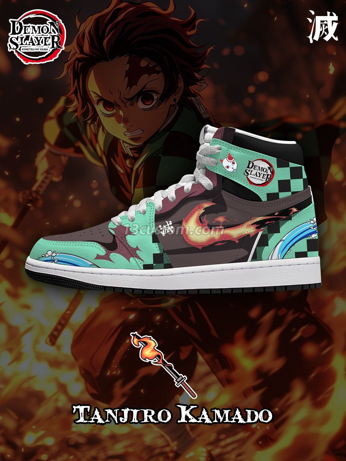 AJ1 H 灶門炭治郎客製化 高幫-頂級 運動鞋-V4款