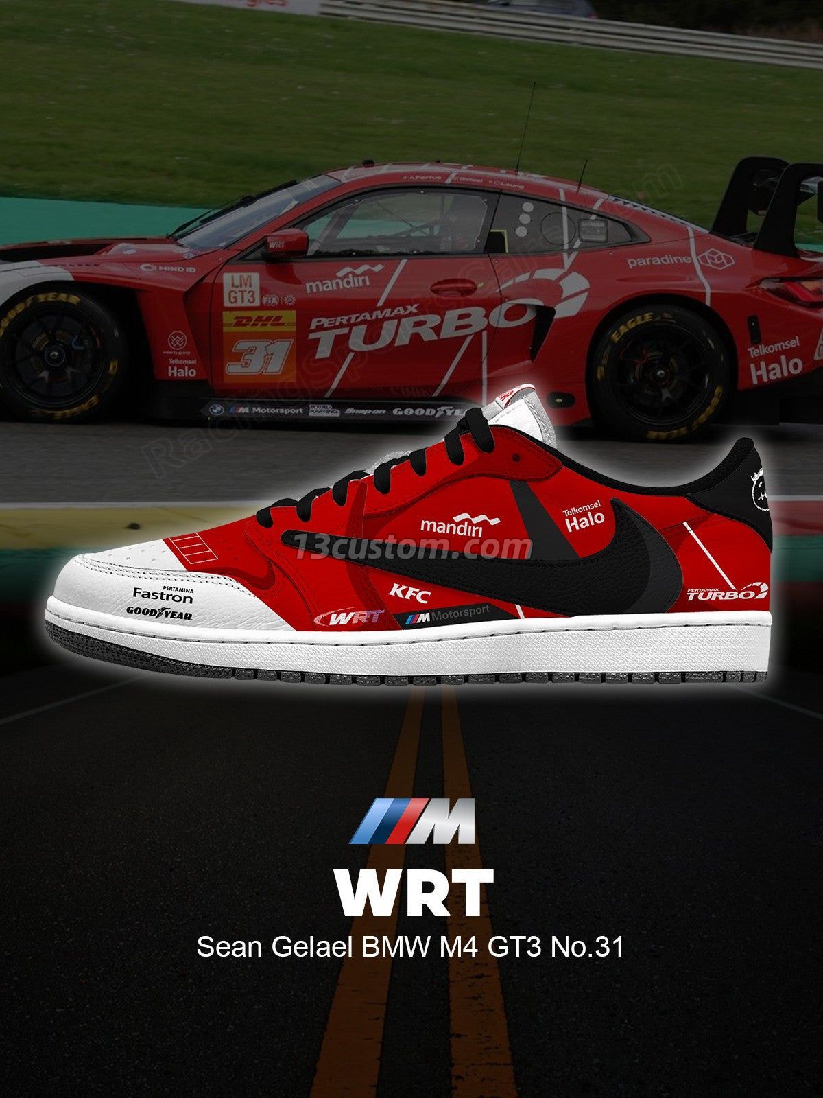 倒鉤TS WRT Sean Gelael M4 GT3 No.31客製化 倒鉤低幫 運動鞋-V1款 主圖