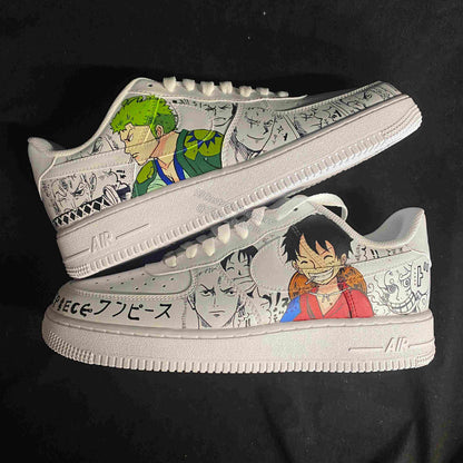 0604-One Piece ilustración a color + manga en blanco y negro cuatro caras