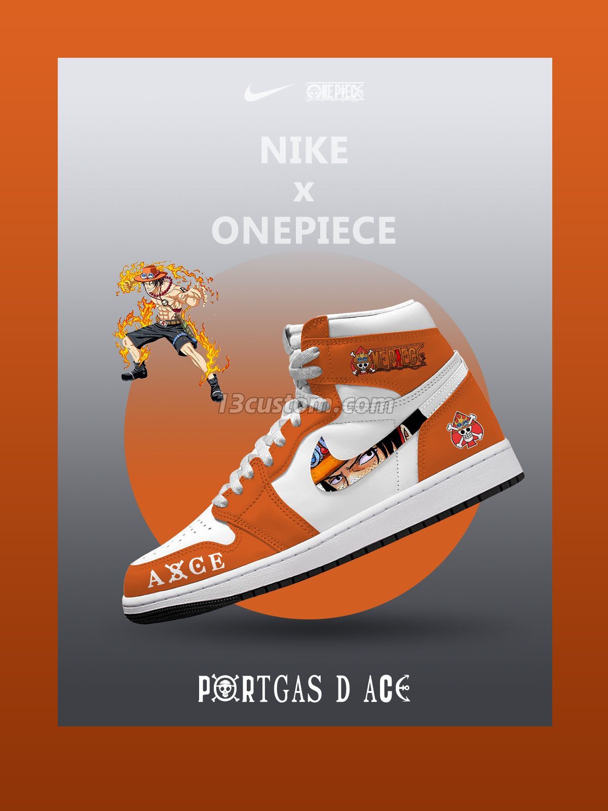Portgas D Ace V.1 Custom High-Top Sneakers