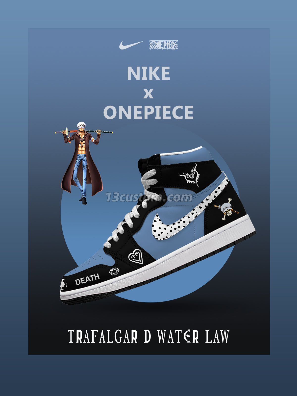 AJ1 H Trafalgar D. Water 羅客製化 高幫-頂級 運動鞋-V1款