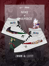 Luffy and Zoro V.1 Custom TS High Sneakers - 13custom