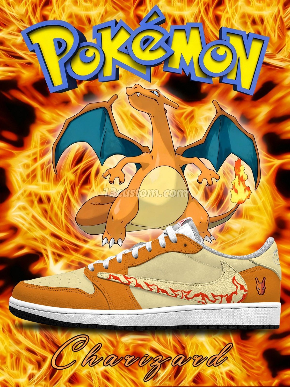 Charizard V.1 Maßgeschneiderte TS Low Sneakers
