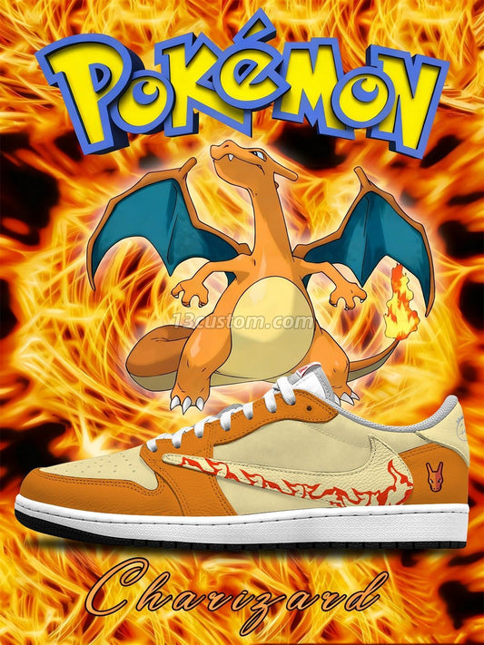 Charizard V.1 Maßgeschneiderte TS Low Sneakers