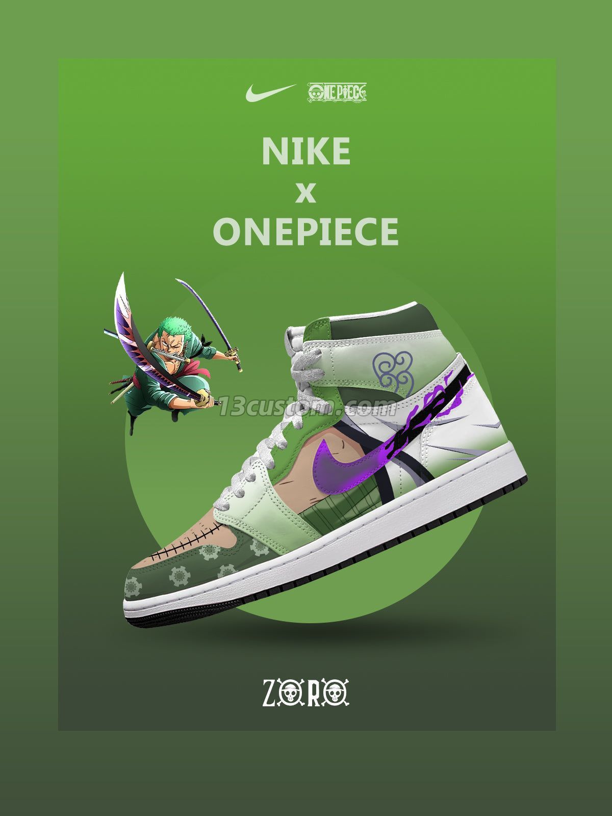 AJ1 H 索隆客製化 高幫-頂級 運動鞋-V2款