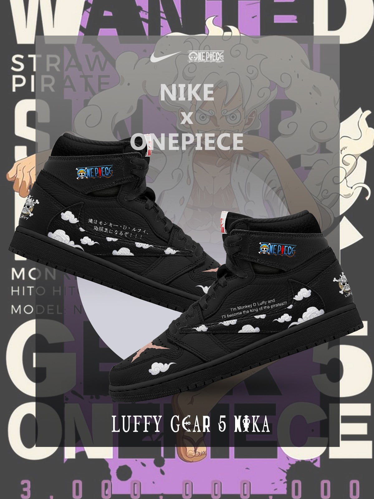 Luffy Gear 5 Nika V.3 Custom TS High Sneakers - 13custom