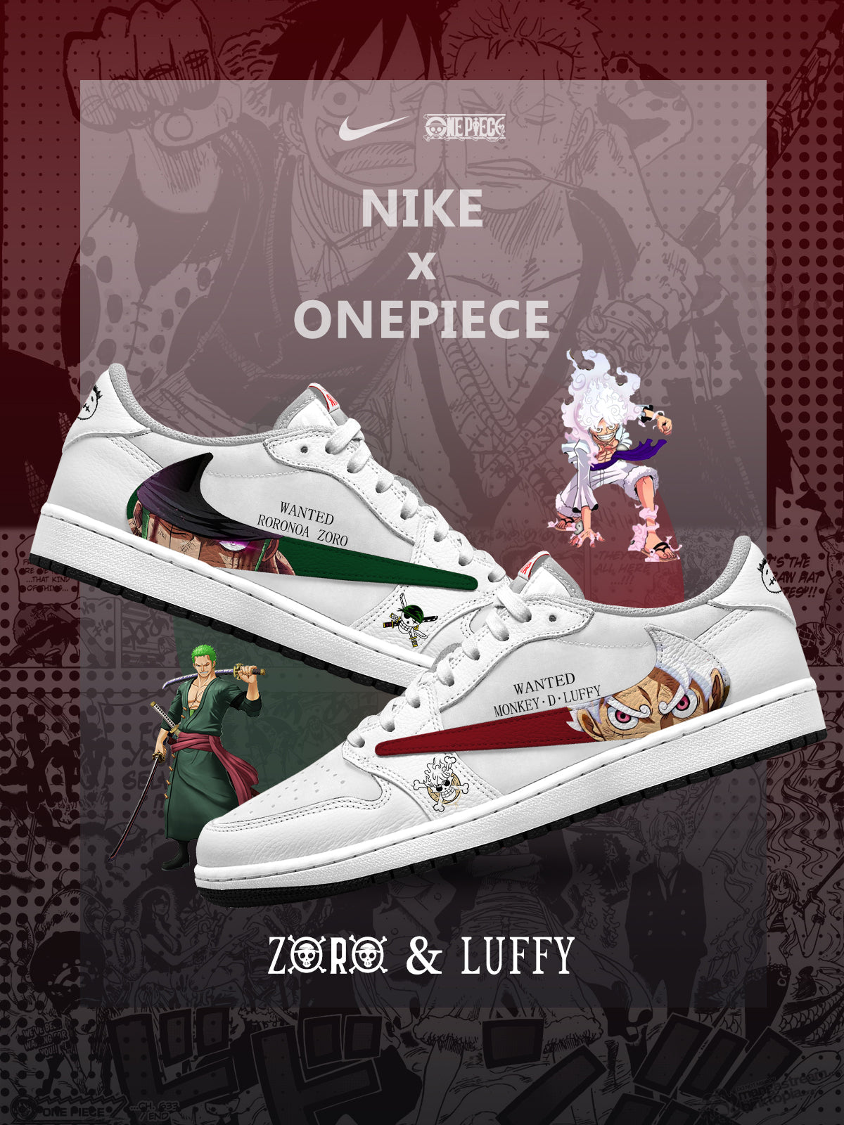 Luffy and Zoro V.1 Custom TS Low Sneakers