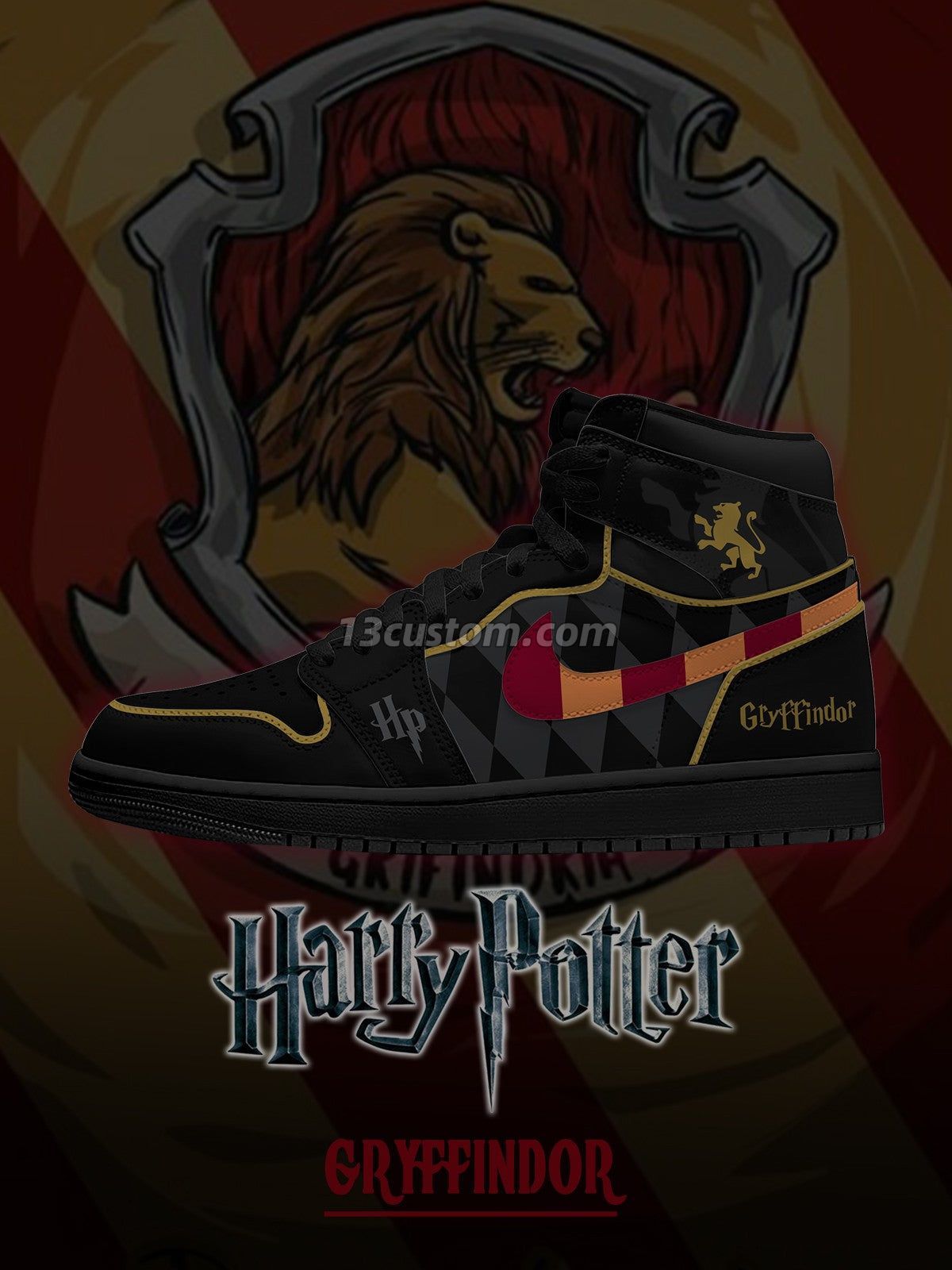 AJ1 H Hogwarts Gryffindor House客製化 高幫-頂級 運動鞋-V3款