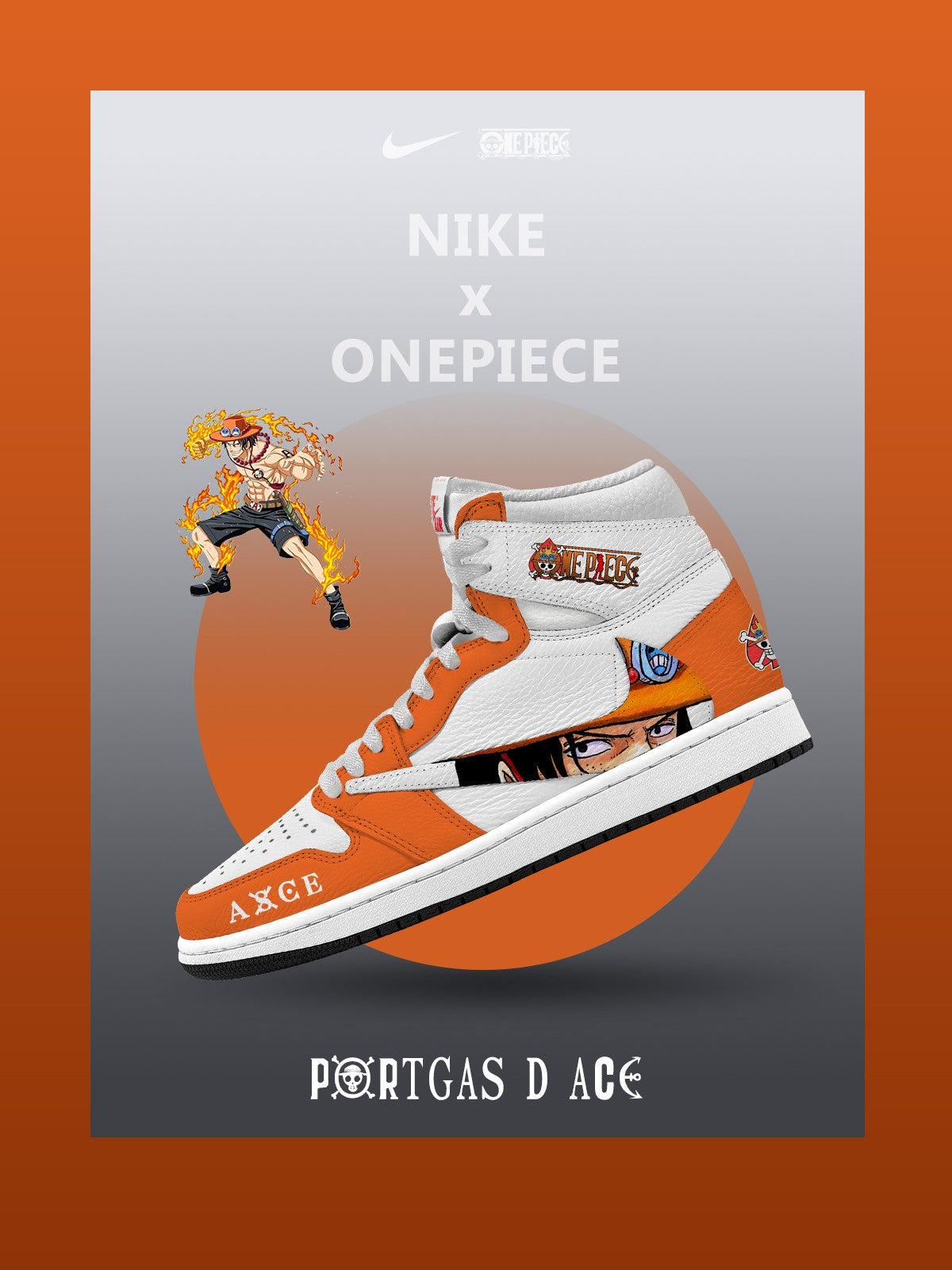 Portgas D Ace V.1 Custom TS High Sneakers - 13custom