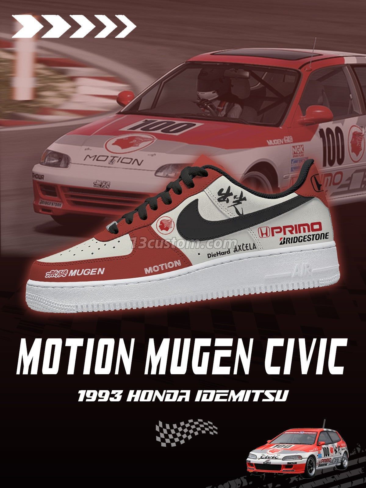 AF1 1993 Idemitsu Motion Mugen Civic客製化運動鞋-V1款