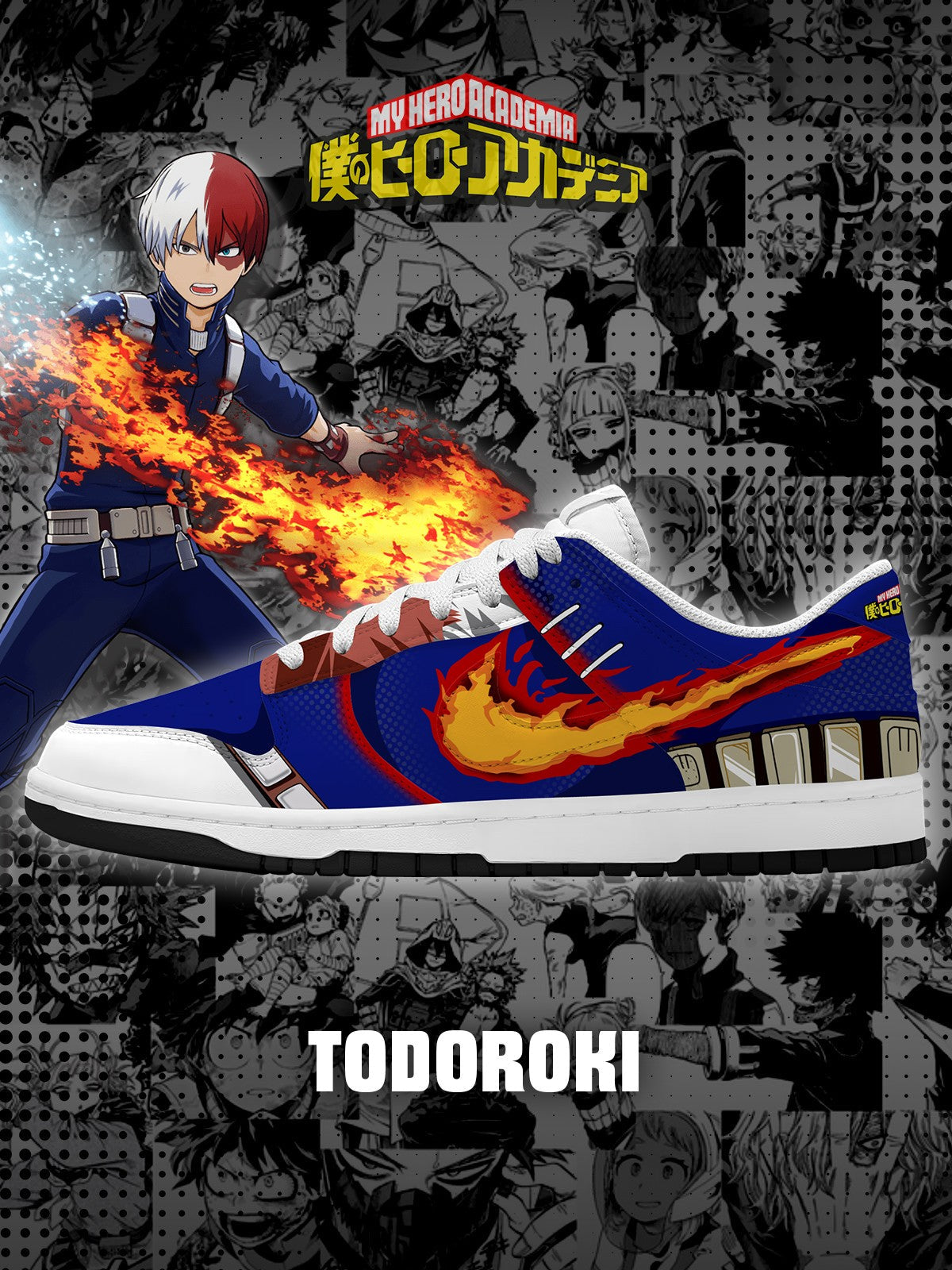 Shoto Todoroki V.2 Custom Court-Low Sneakers - 13custom