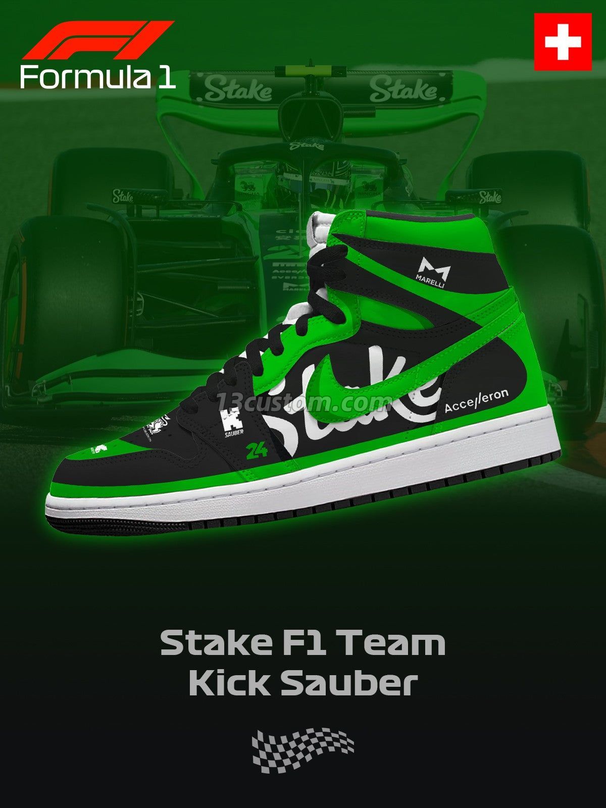 AJ1 H Kick Sauber F.1客製化 高幫-頂級 運動鞋-V1款 主圖