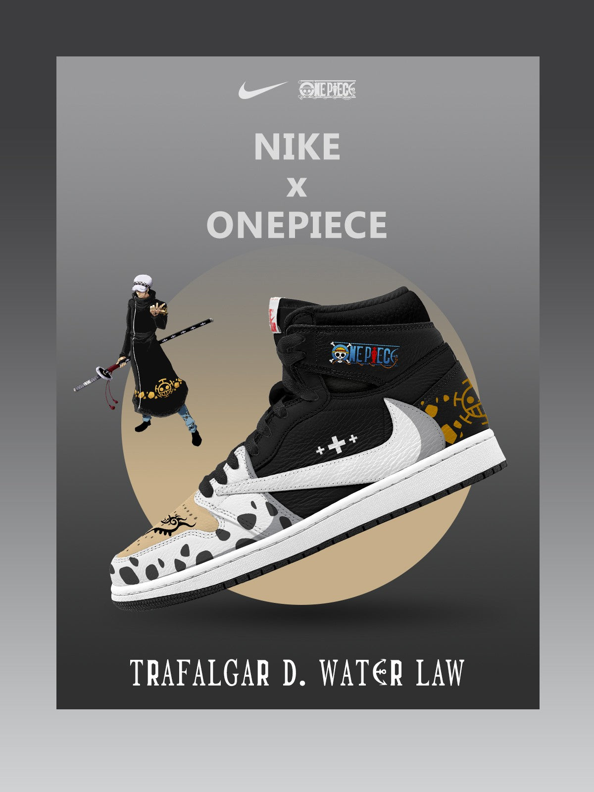 Trafalgar D. Water Law V.1 Custom TS High Sneakers - 13custom
