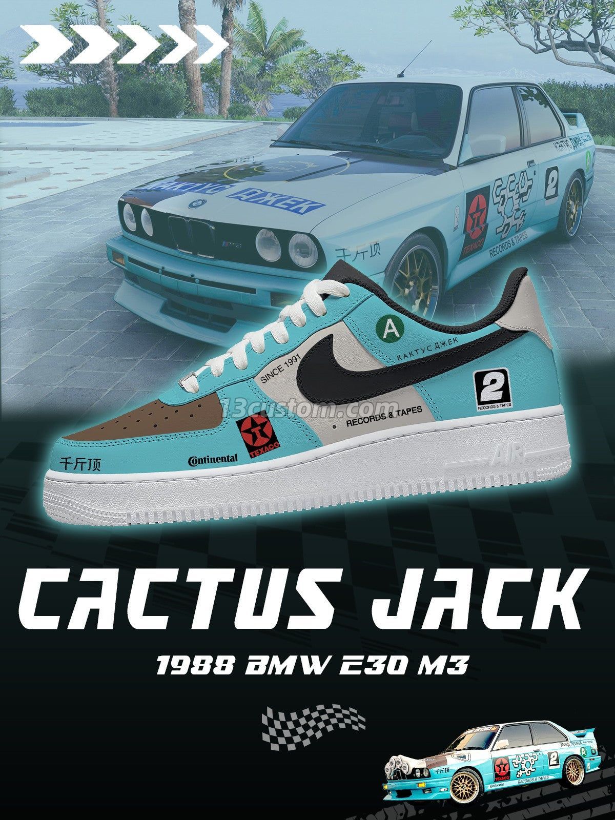 AF1 Cactus Jack 1988 E30 M3 individuelle Sneaker – V1 Hauptbild