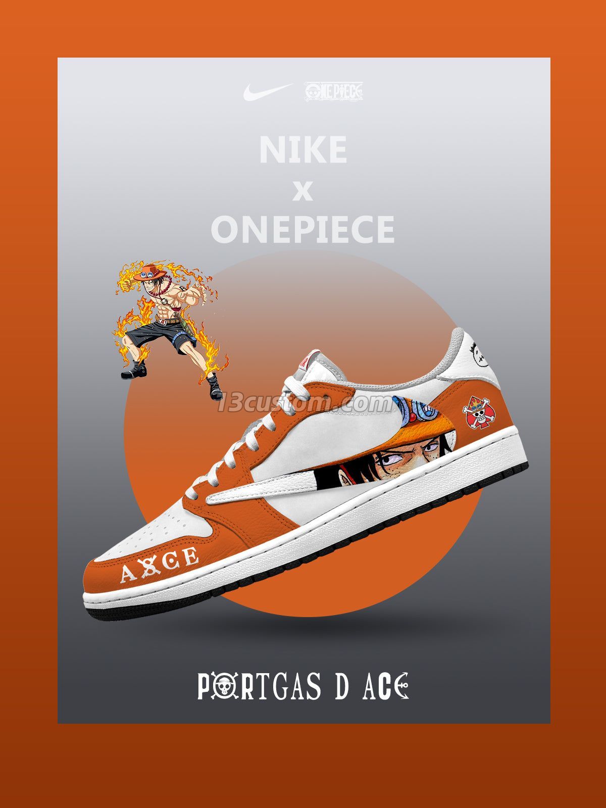 Portgas D Ace V.1 Custom TS Low Sneakers