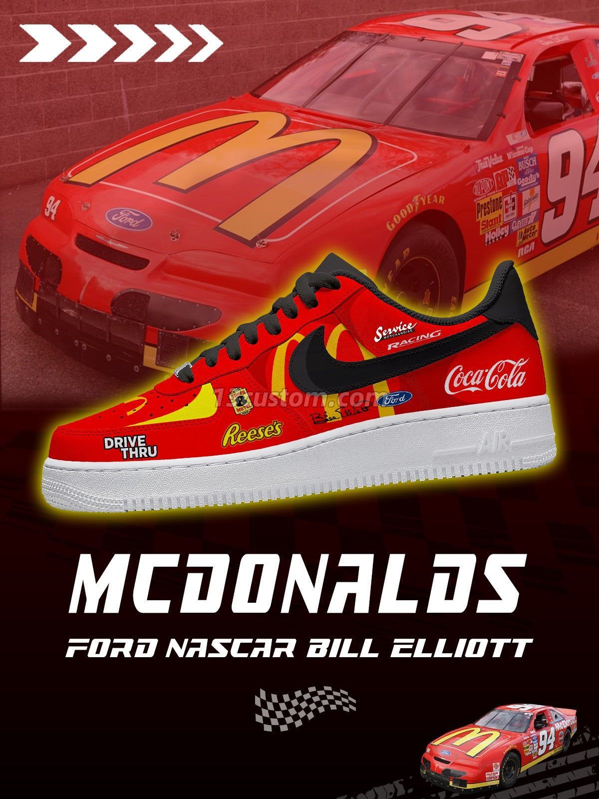 AF1 Bill Elliott Mcdonalds客製化運動鞋-V1款