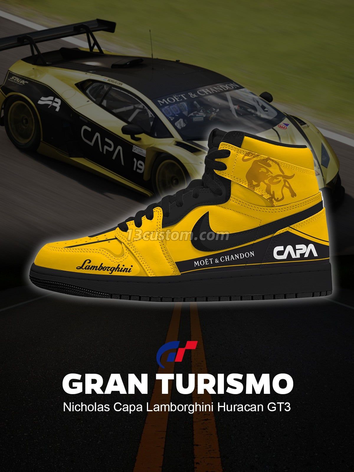 AJ1 H Nicholas Capa Huracan GT3客製化 高幫-頂級 運動鞋-V1款 - 13custom