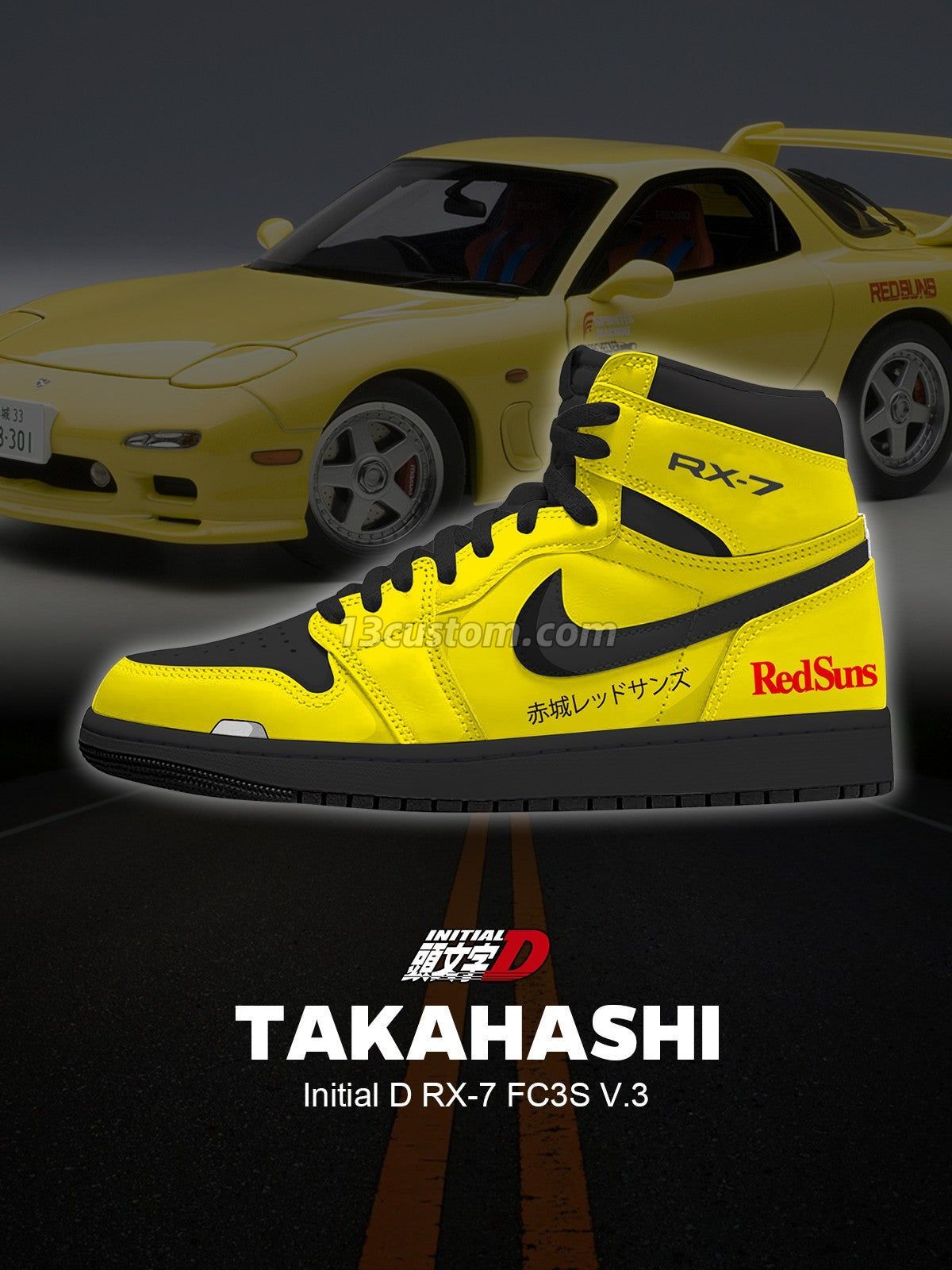 AJ1 H Keisuke Takahashi RX-7 FC3S客製化 高幫-頂級 運動鞋-V3款