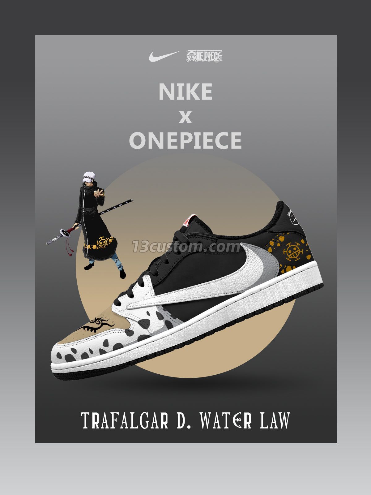 倒鉤TS Trafalgar D. Water 羅客製化 倒鉤低幫 運動鞋-V2款 Image principale du produit