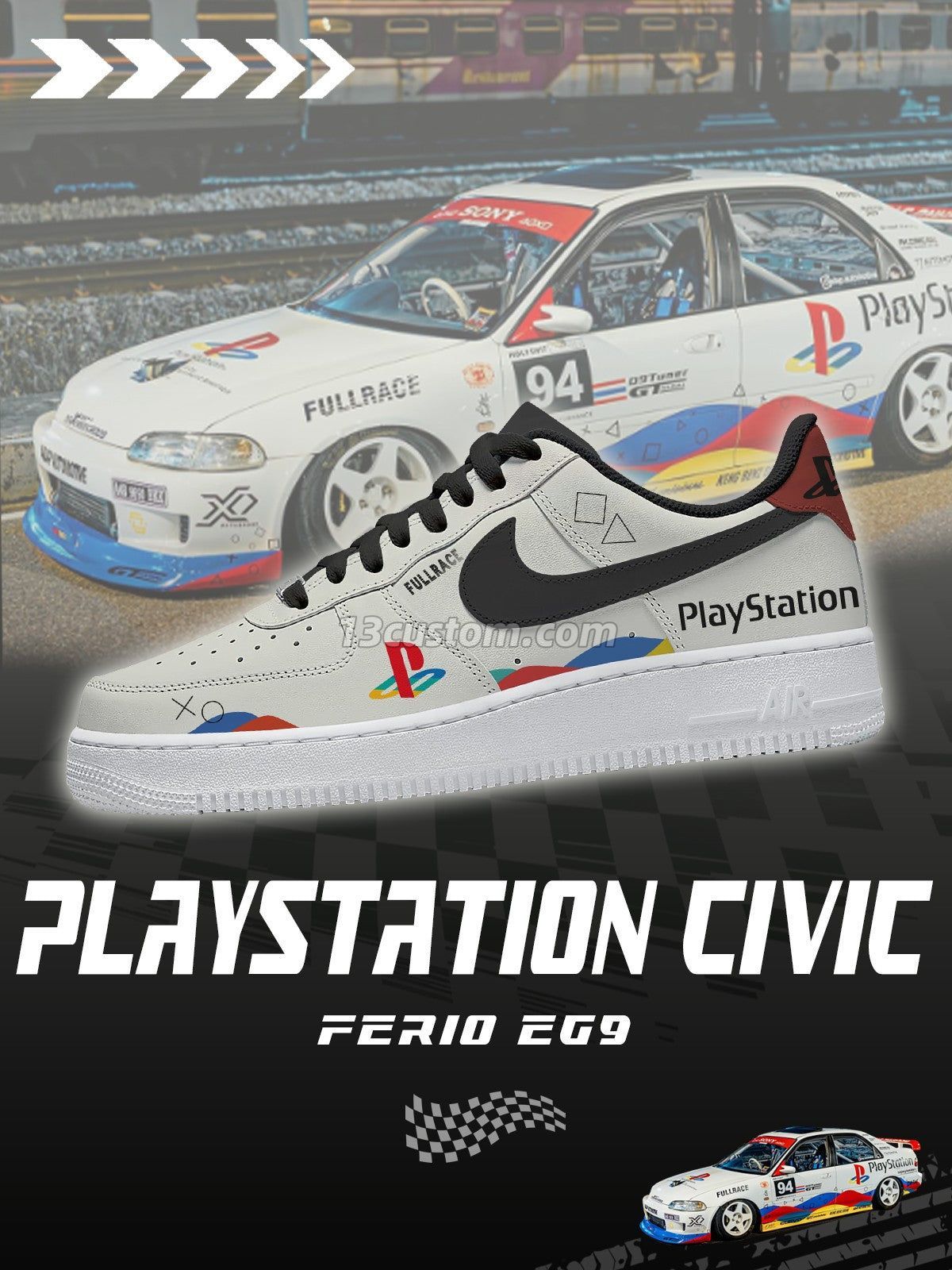 AF1 Civic Ferio EG9: zapatillas deportivas personalizadas - modelo V1 Imagen principal del producto