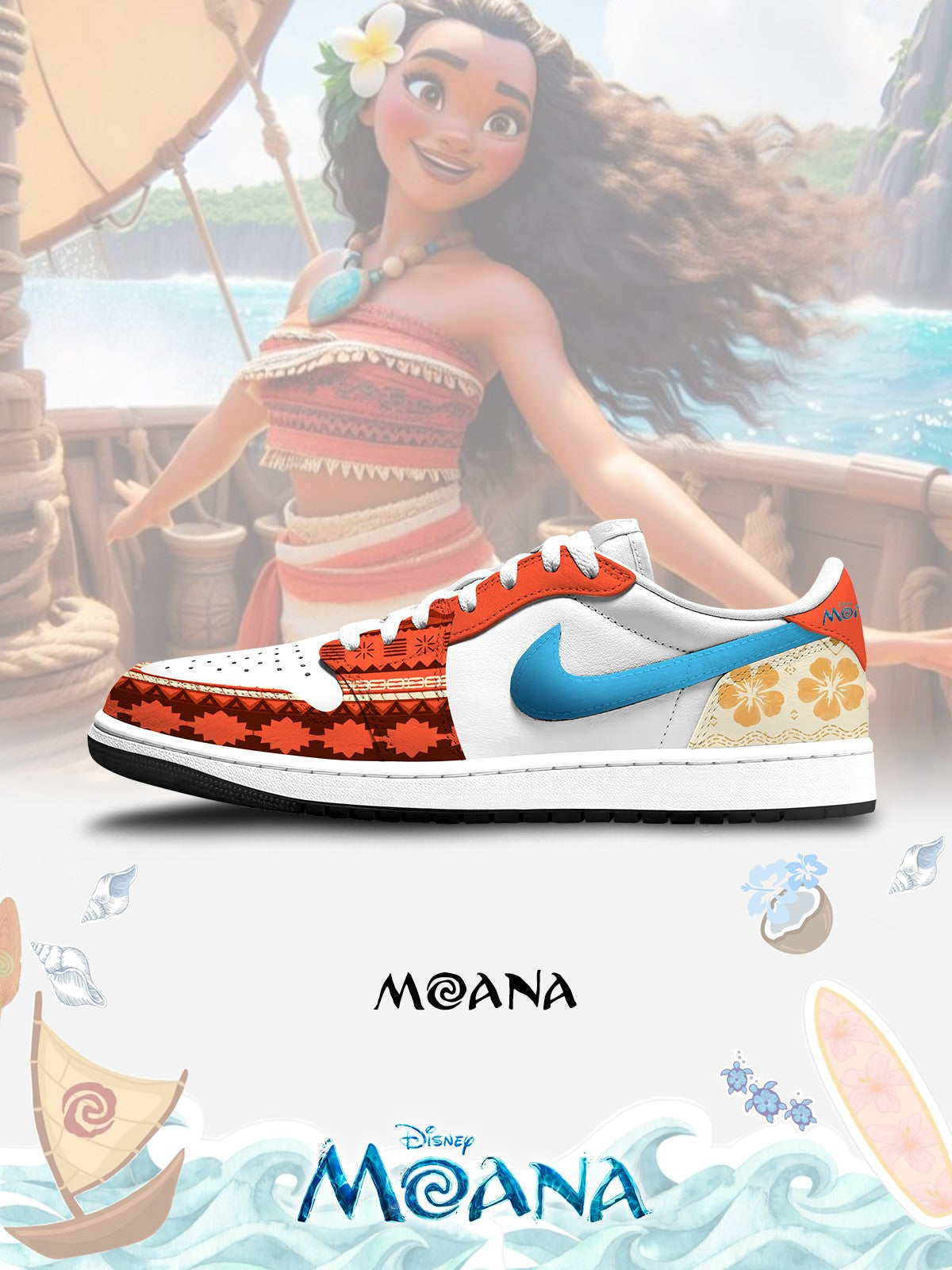 Moana V.1 Custom Low-Top Court Sneakers