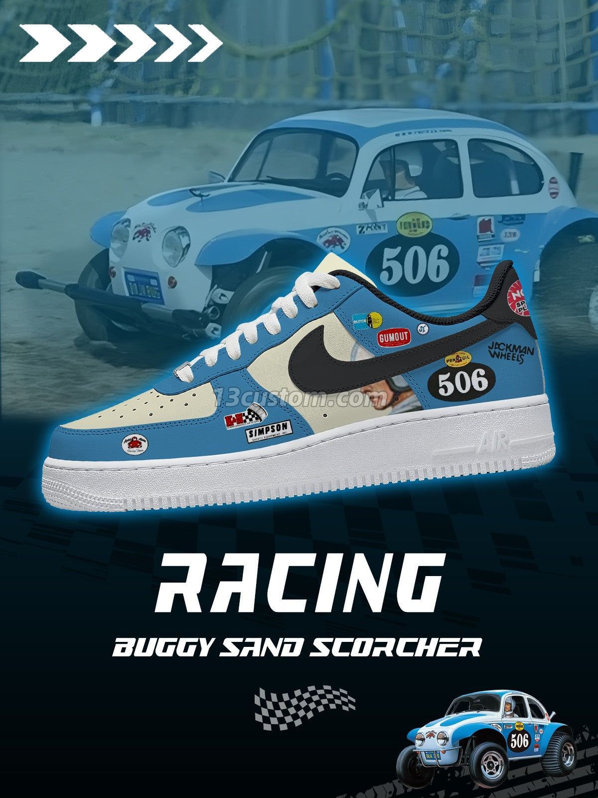AF1 Racing 巴其 Sand Scorcher客製化運動鞋-V1款 主圖