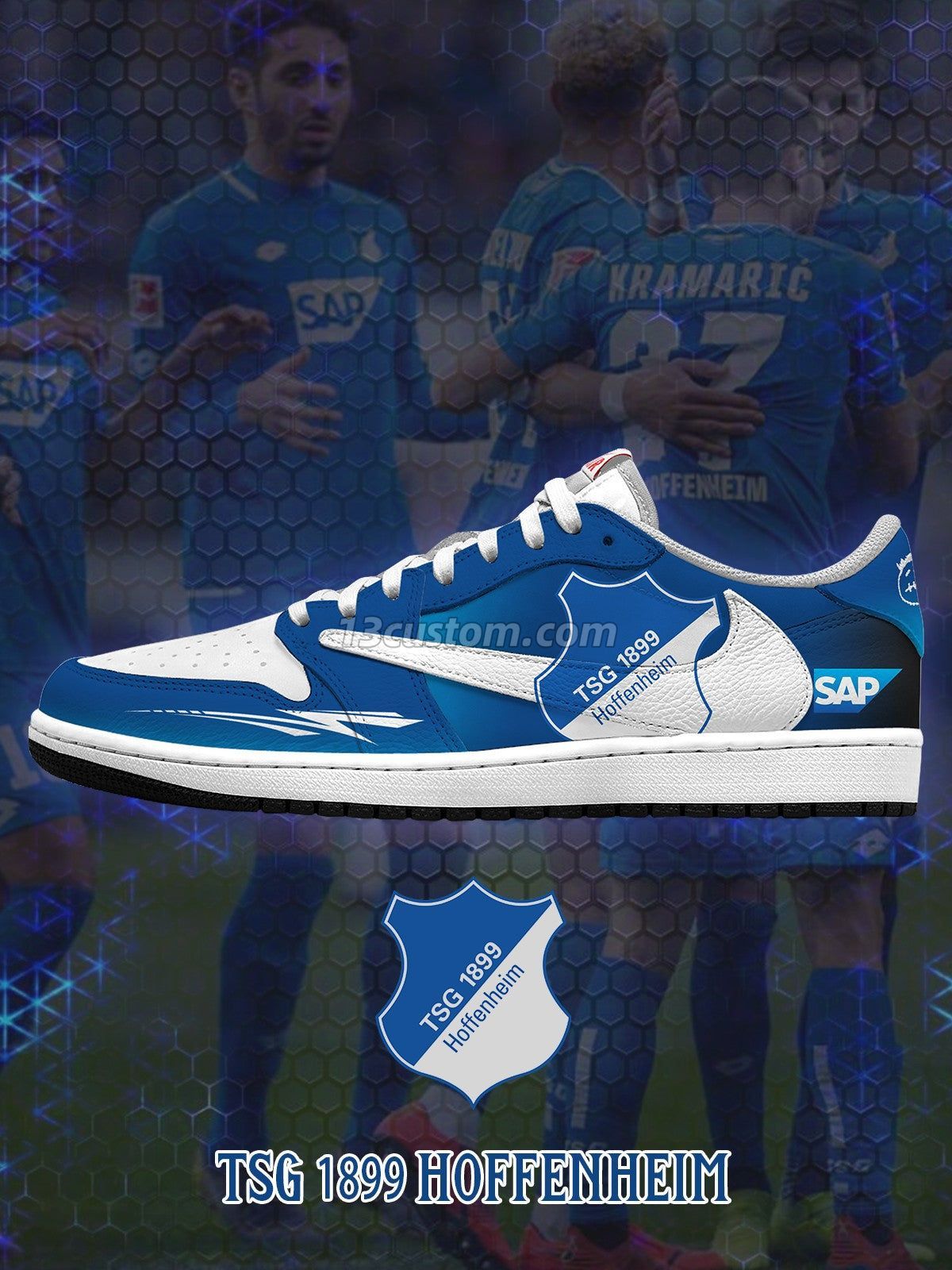 倒鉤TS Hoffenheim客製化 倒鉤低幫 運動鞋-V1款