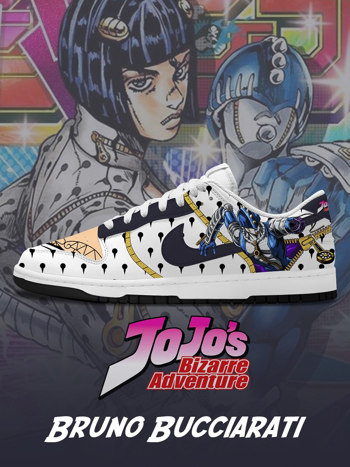 Bruno Bucciarati V.2 Custom Court-Low Sneakers - 13custom