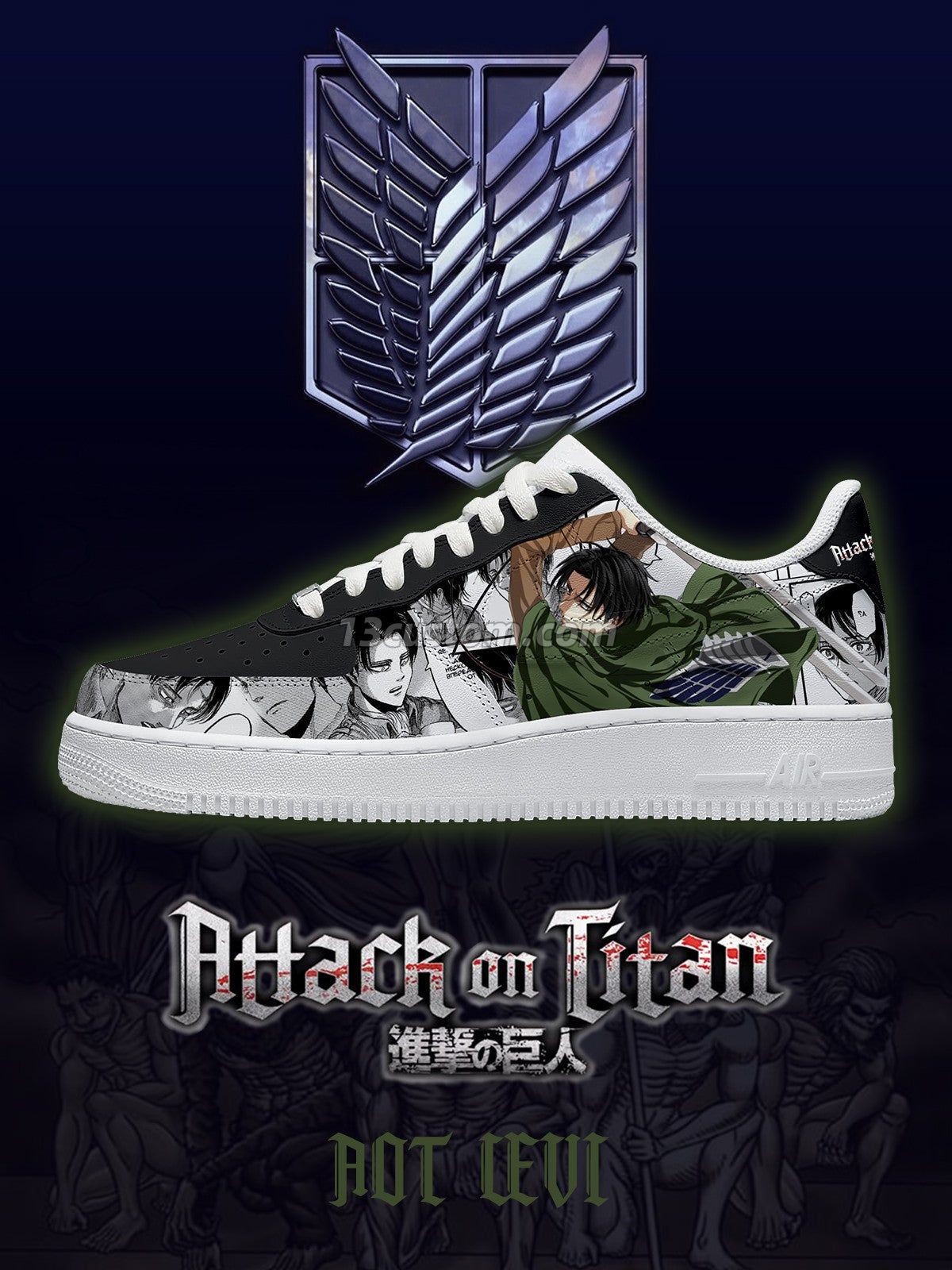 AF1 進擊的巨人-里維·阿卡曼 V2 客製化運動鞋 主圖