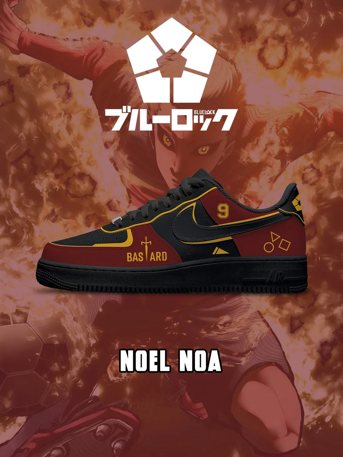 AF1 Blue Lock – Noel Noa V2 maßgefertigte Sneaker Hauptbild