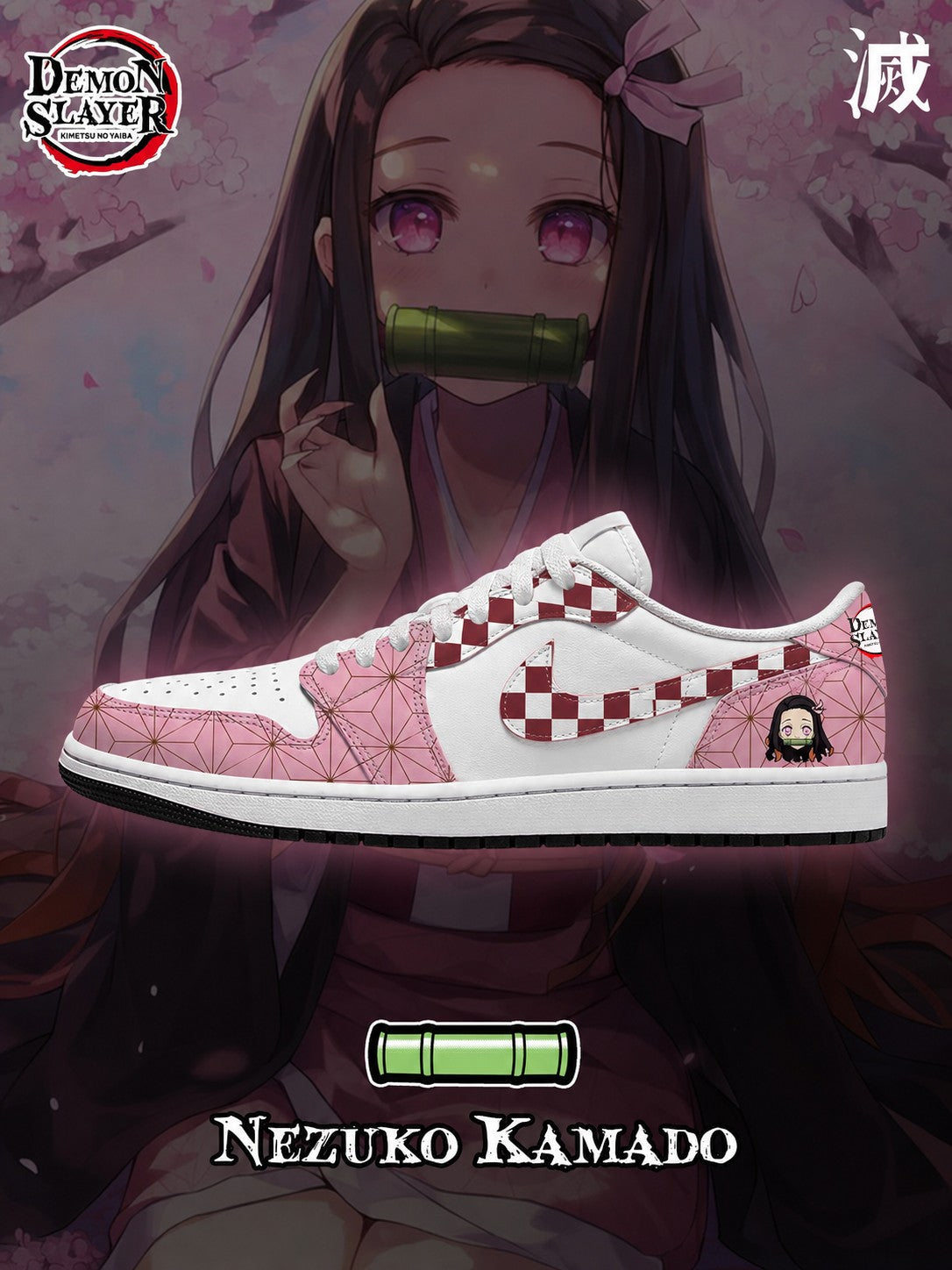 Nezuko Kamado V.2 Custom Low-Top Court Sneakers