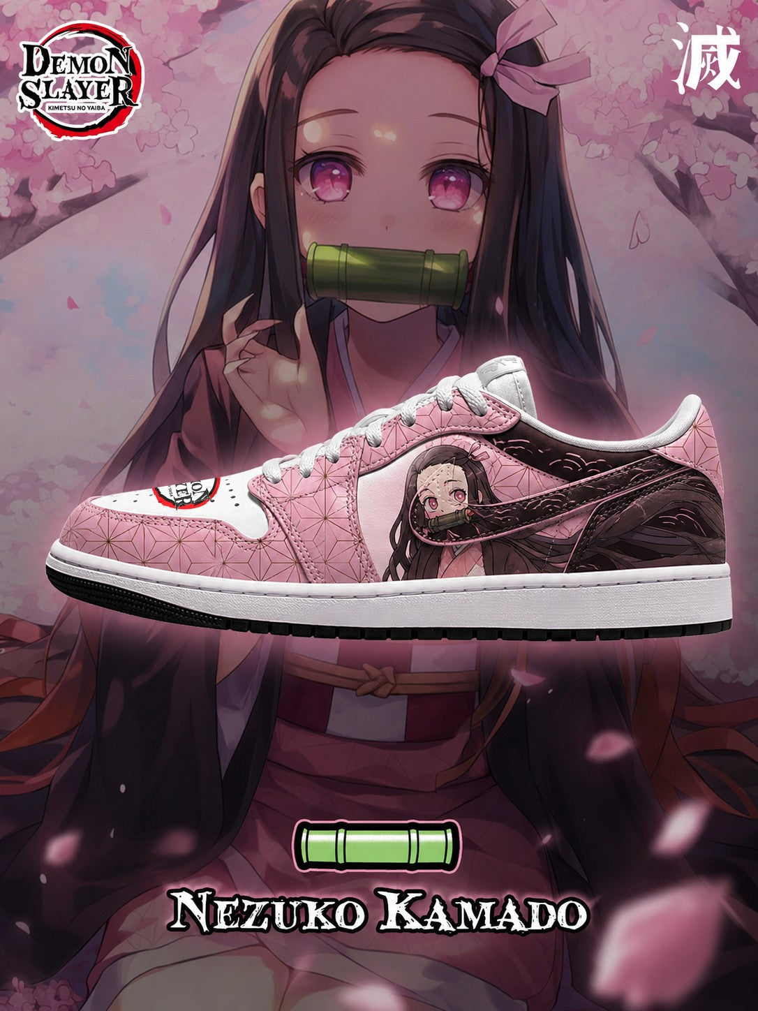 Nezuko Kamado V.3 Custom Low-Top Court Sneakers