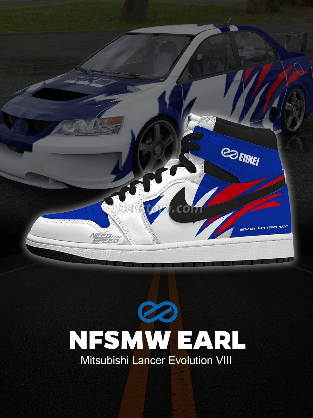 AJ1 H Earl Mitsubishi Lancer Evolution VIII客製化 高幫-頂級 運動鞋-V1款 主圖