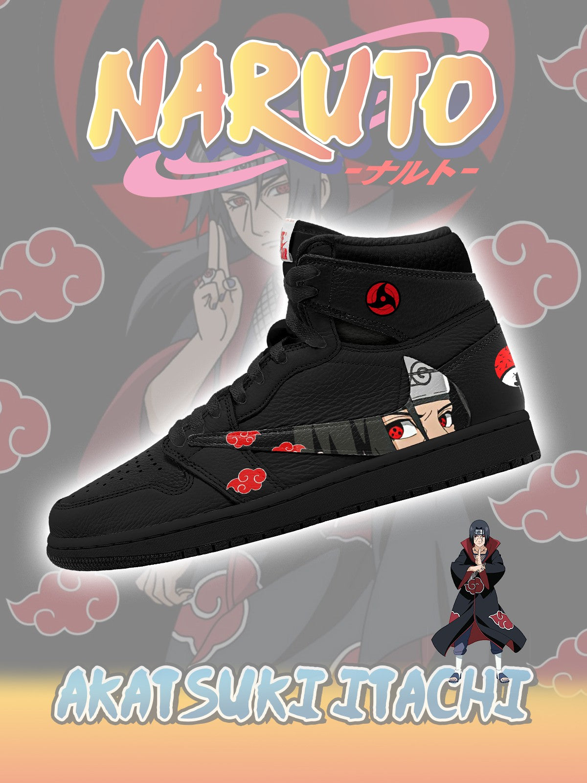 Akatsuki Itachi Uchiha V.2 Custom TS High Sneakers - 13custom