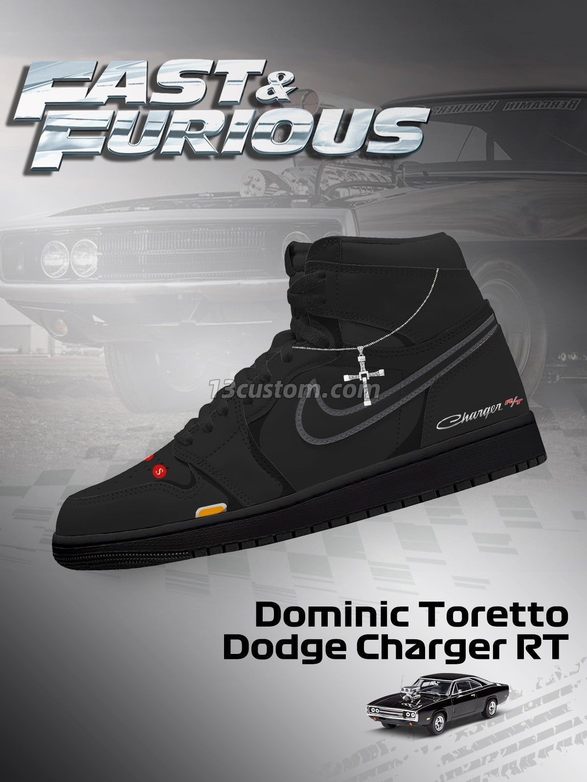 AJ1 H Dominic Toretto Charger RT客製化 高幫-頂級 運動鞋-V1款