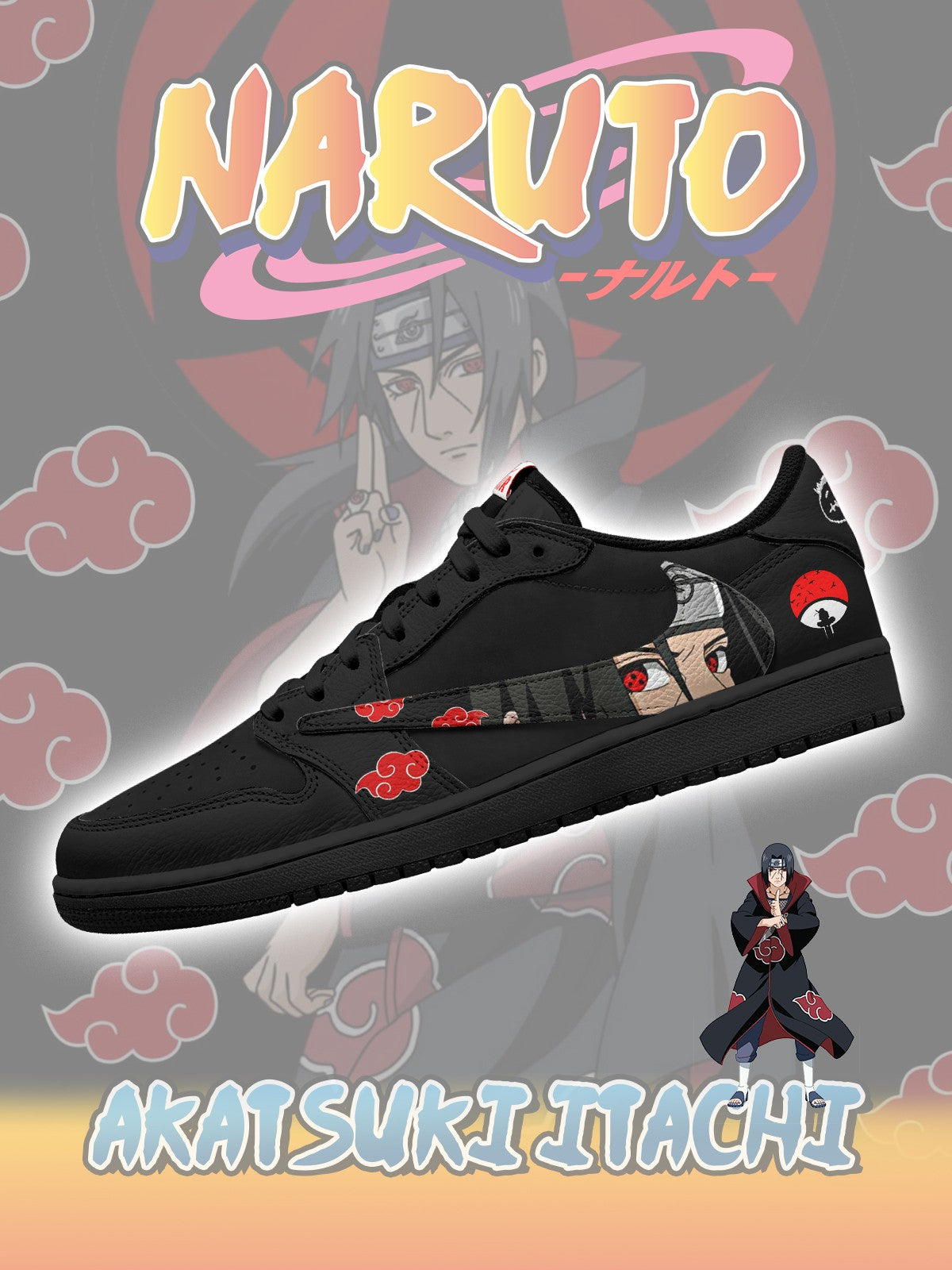Akatsuki Itachi Uchiha V.2 Custom TS Low Sneakers