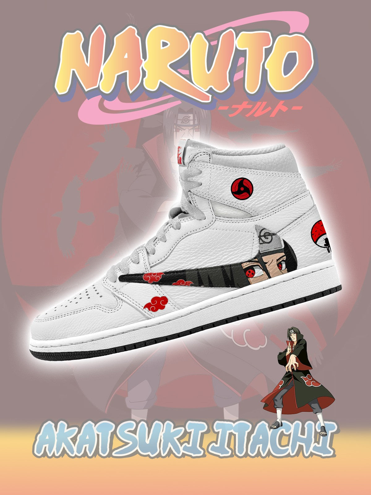 Akatsuki Itachi Uchiha V.3 Custom TS High Sneakers - 13custom