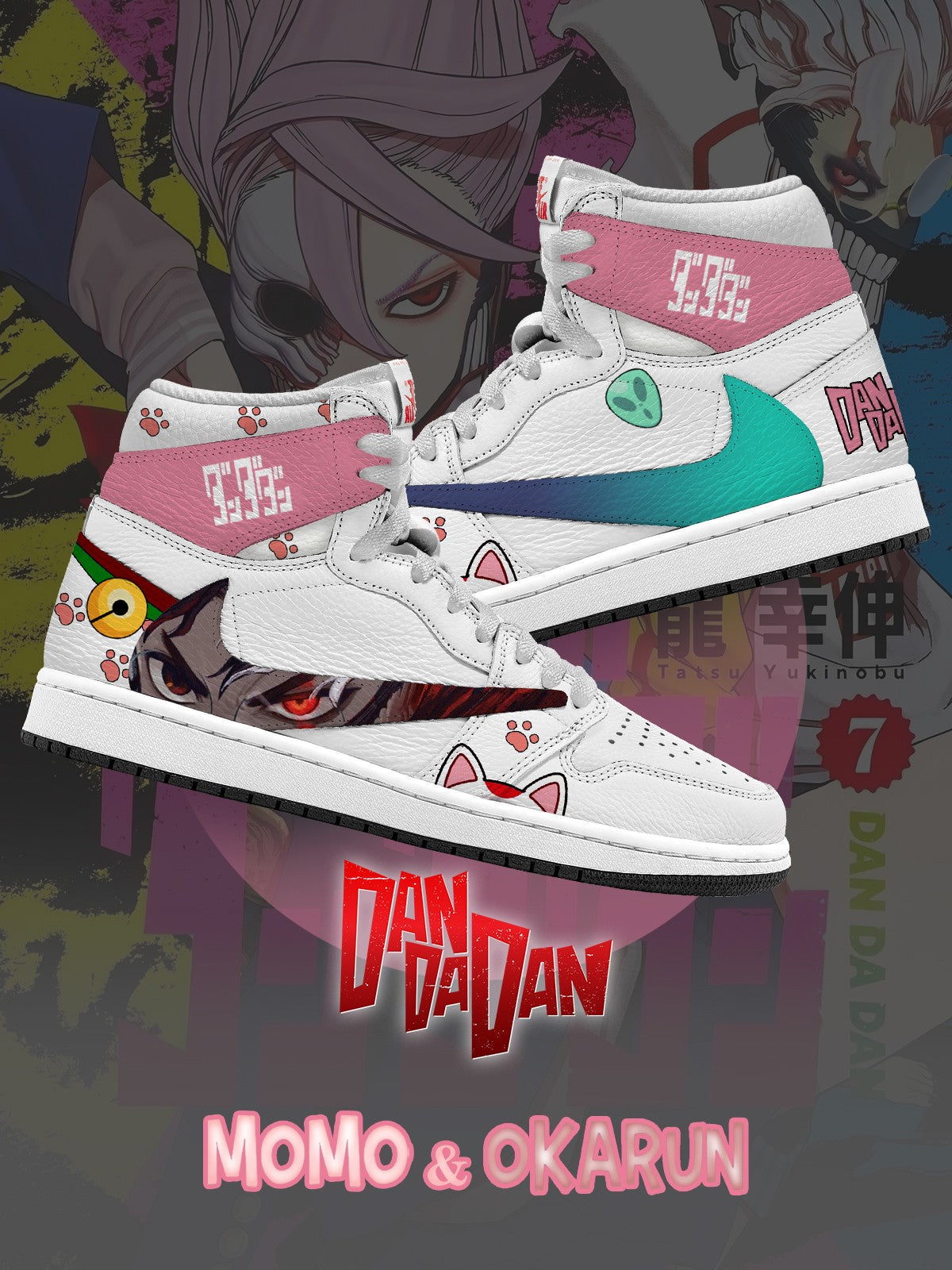 Okarun and Momo V.1 Custom TS High Sneakers - 13custom