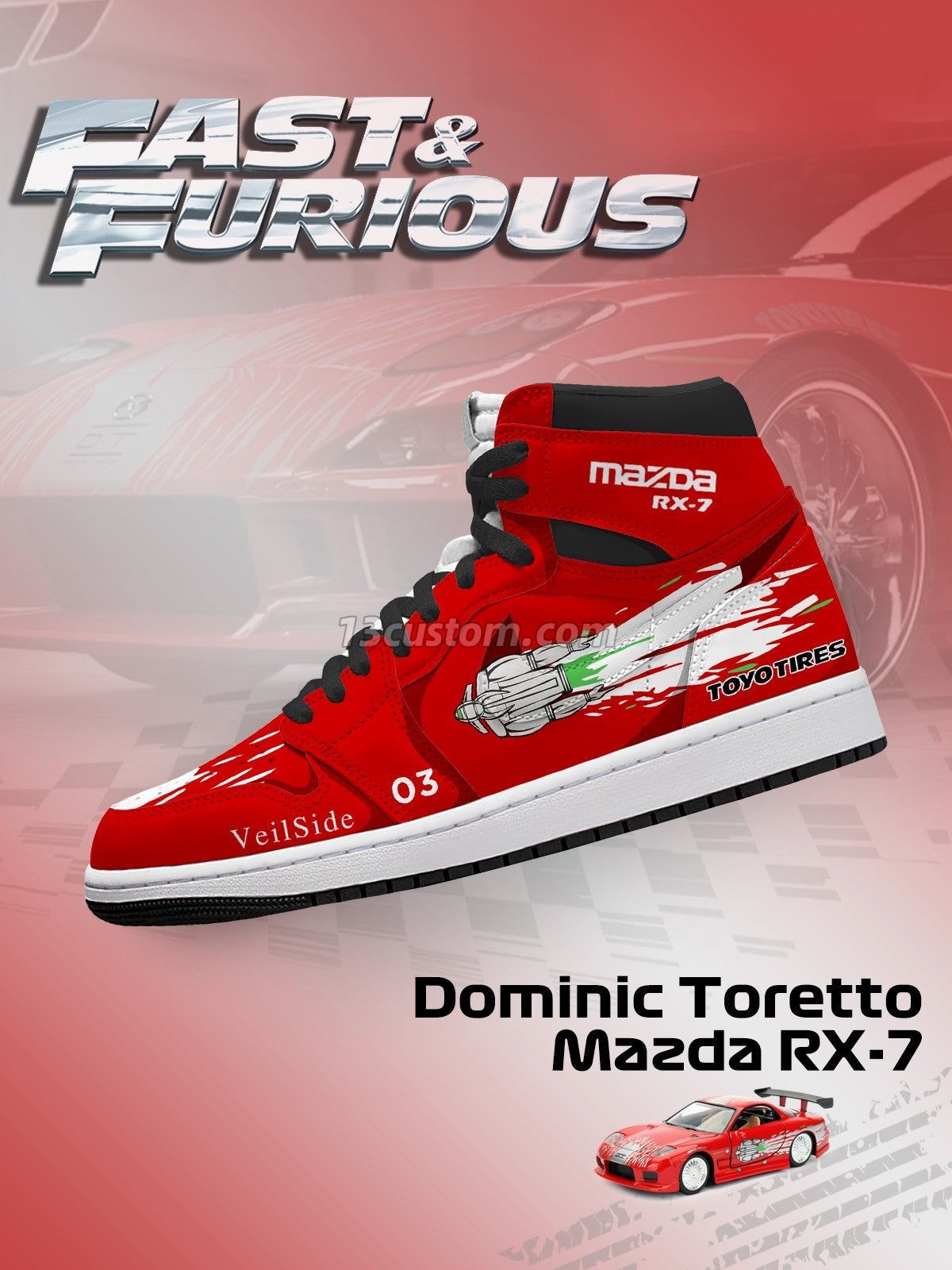 AJ1 H Dominic Toretto RX-7客製化 高幫-頂級 運動鞋-V1款
