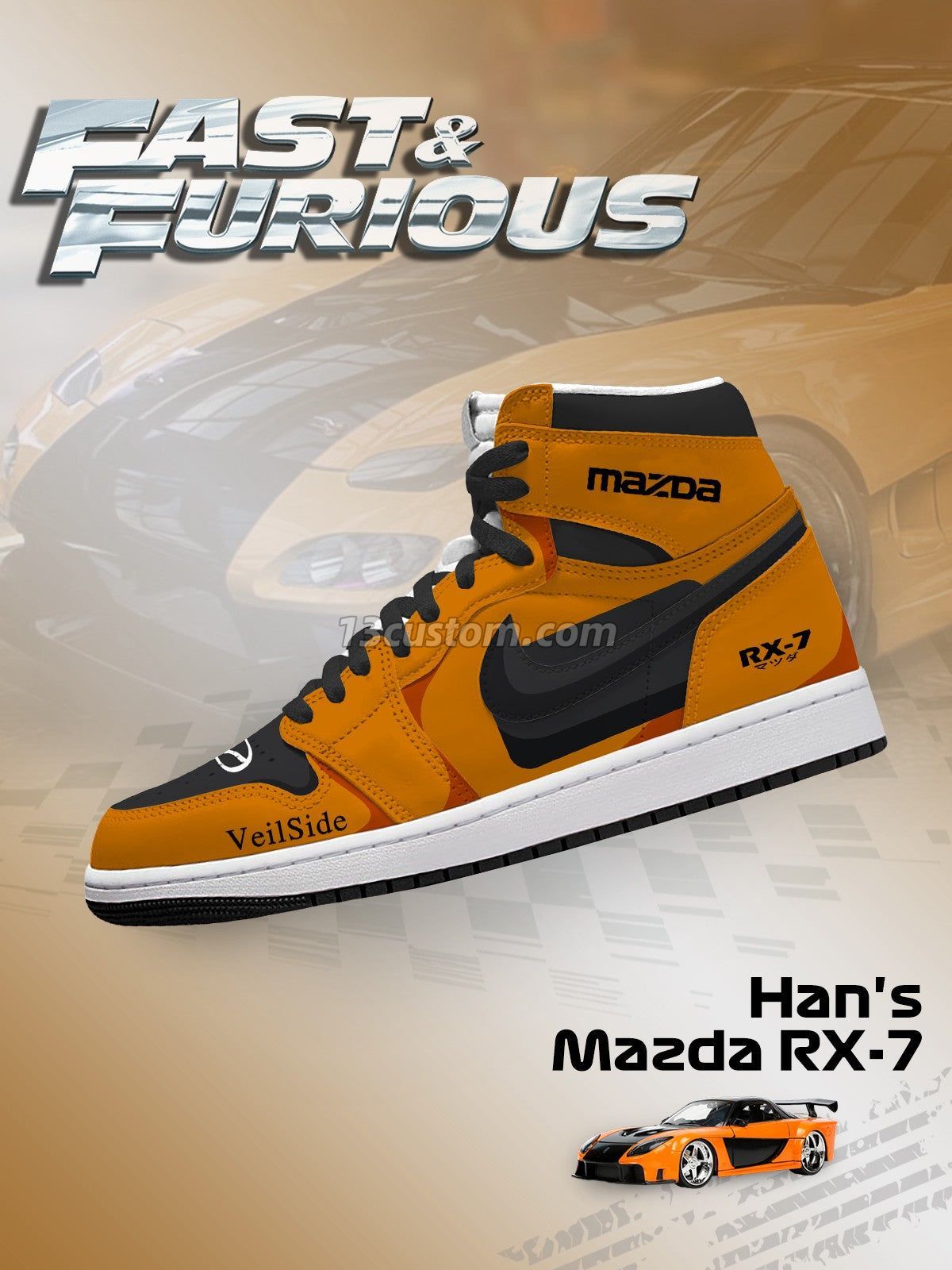 AJ1 H Han's RX-7客製化 高幫-頂級 運動鞋-V1款