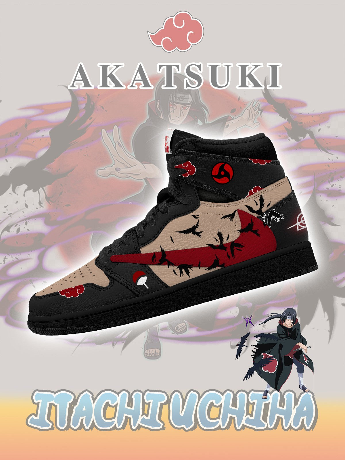 Akatsuki Itachi Uchiha V.6 Custom TS High Sneakers - 13custom