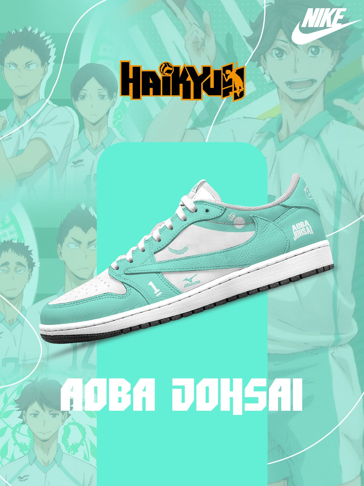 Aoba Johsai High V.1 Custom TS Low Sneakers - 13custom