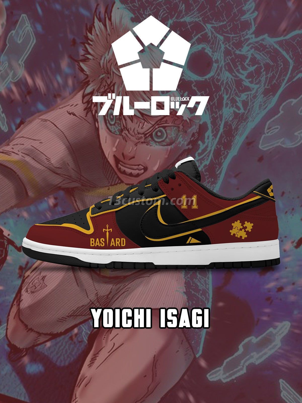 DK Blue Lock – Yoichi Isagi V2 individuell gestaltete Sneakers Hauptbild