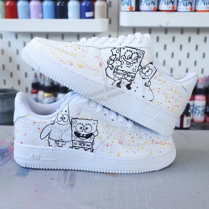 0683-Bob Esponja líneas en blanco y negro + punteado