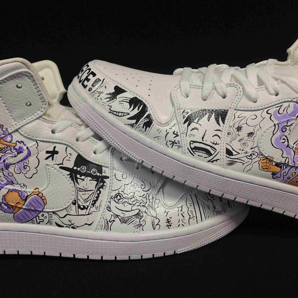 0605-Luffy Gear 5 pintura a color + manga en blanco y negro